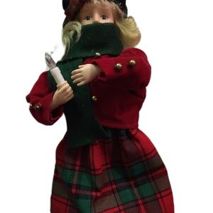Festive Plaid Doll with Candle